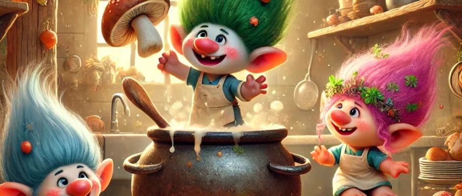Young Trolls Whisk Up Culinary Delights in Gladegow's Hearth-Haven